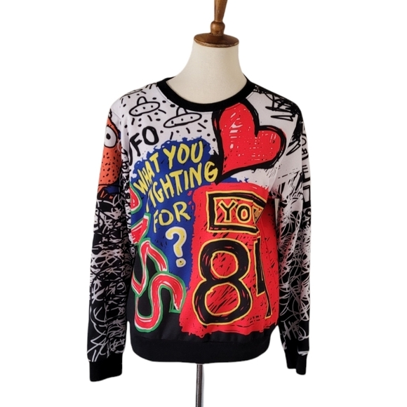 Bass by Ron Bass Multi-color Street Graffiti Sweatshirt - Picture 1 of 5